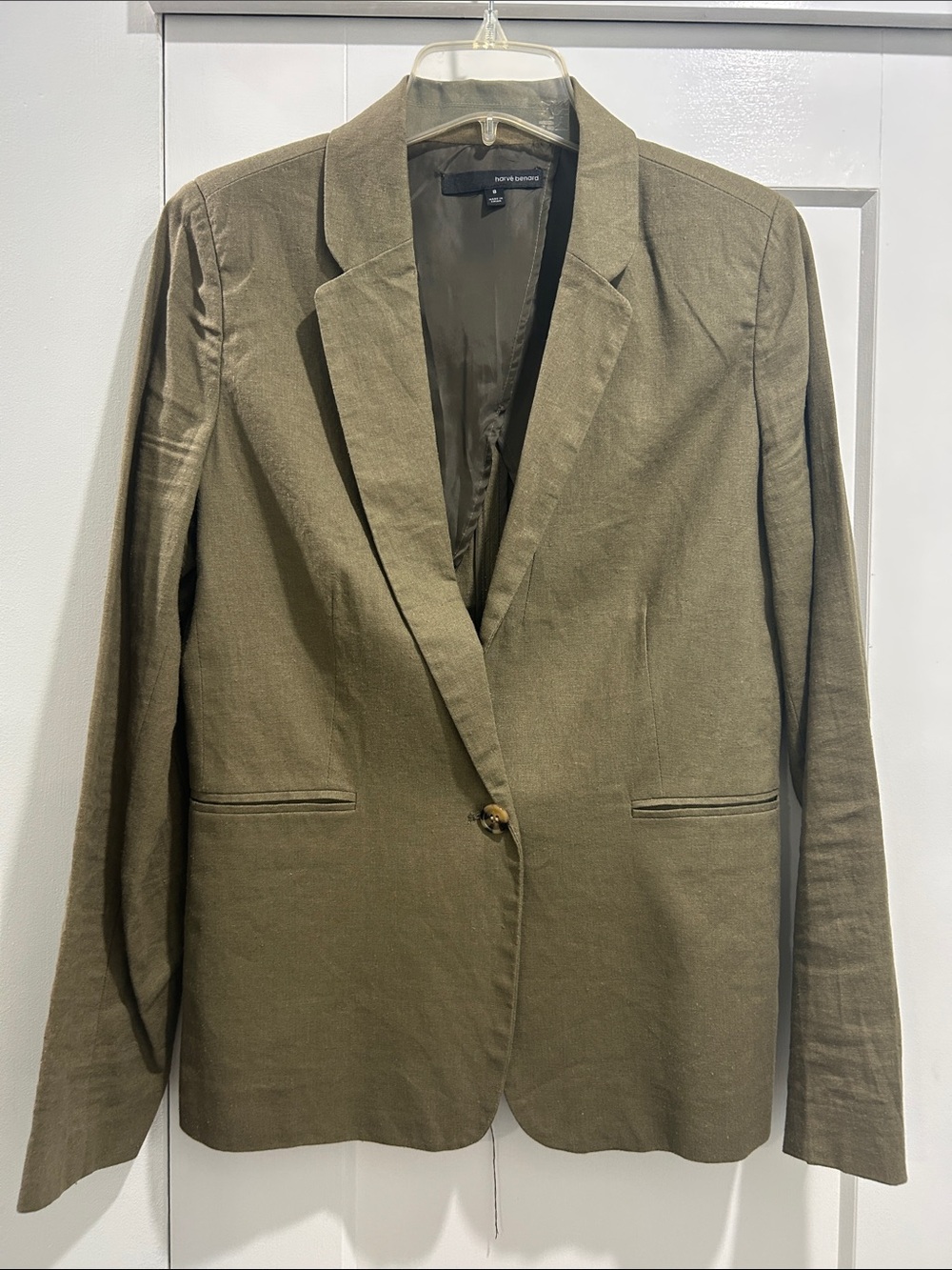 Olive Blazer with Notch Lapel